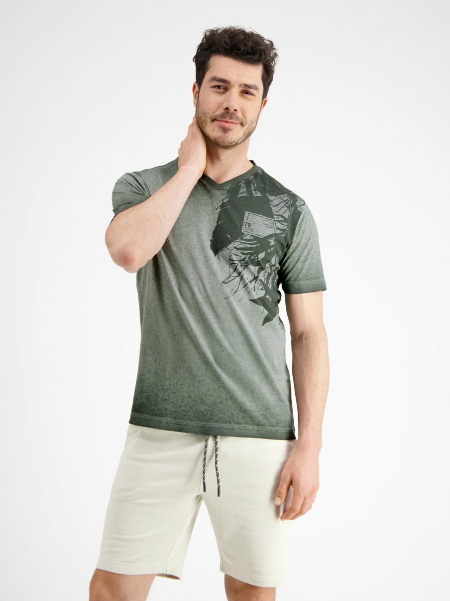 Herren LERROS | V-Neck T-Shirt Mit Floralem Print