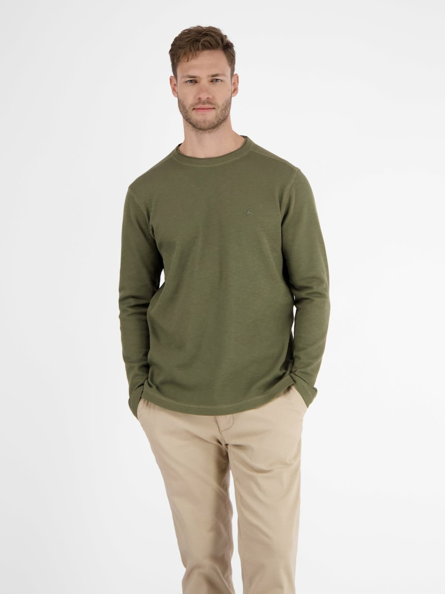 Herren LERROS | Longsleeve In Strukturqualitat