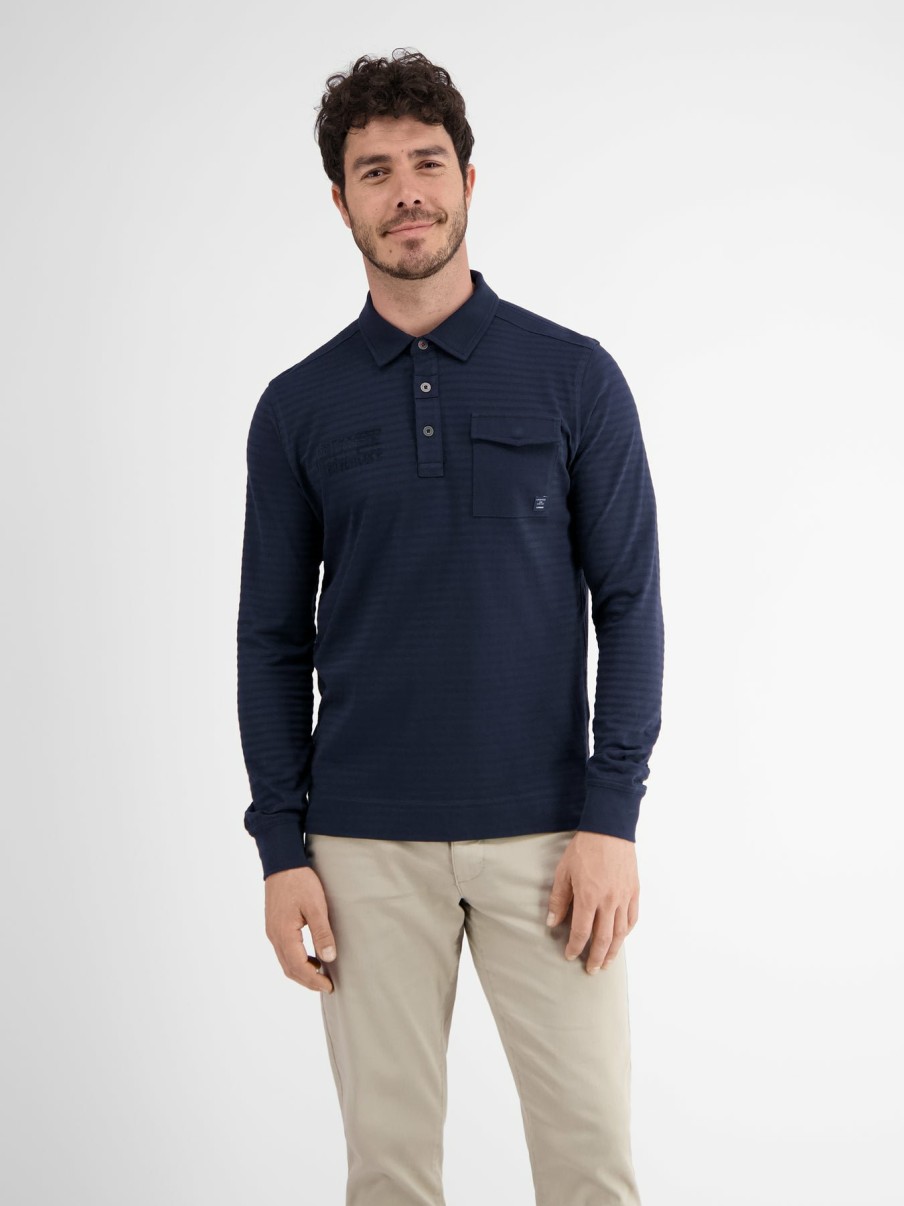 Herren LERROS | Longsleeve-Polo. Gestreift