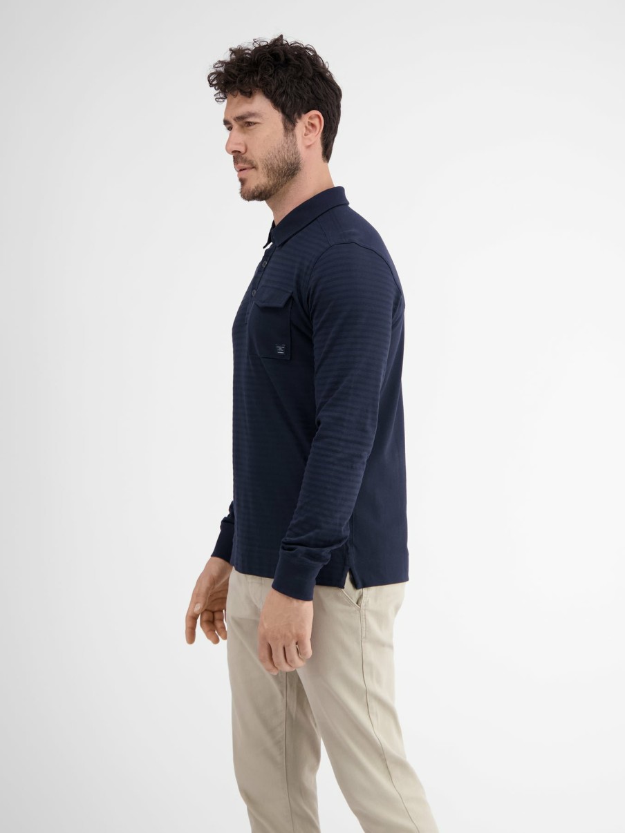 Herren LERROS | Longsleeve-Polo. Gestreift