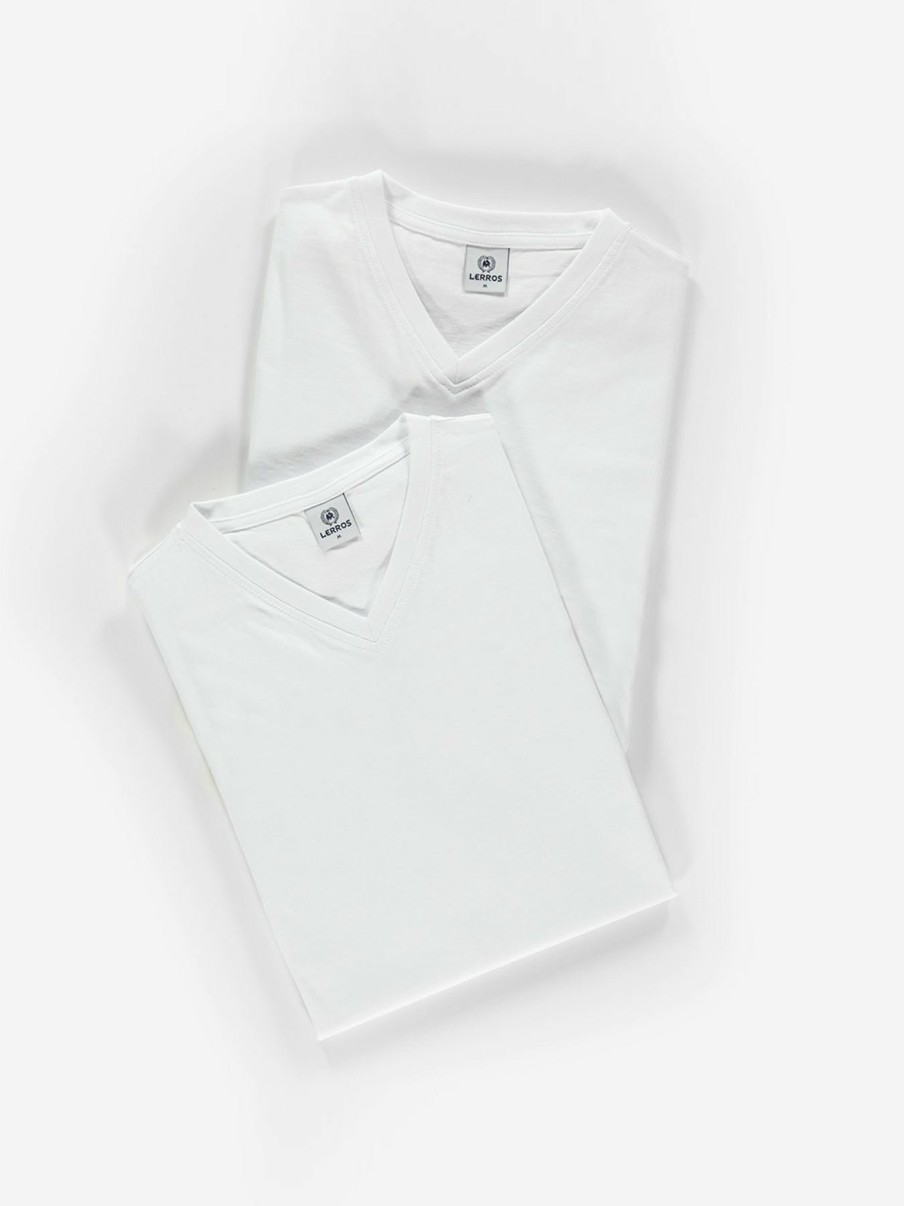 ÜBERGRÖSSE LERROS | V-Neck Doppelpack Herren T-Shirt In Premium Baumwollqualitat