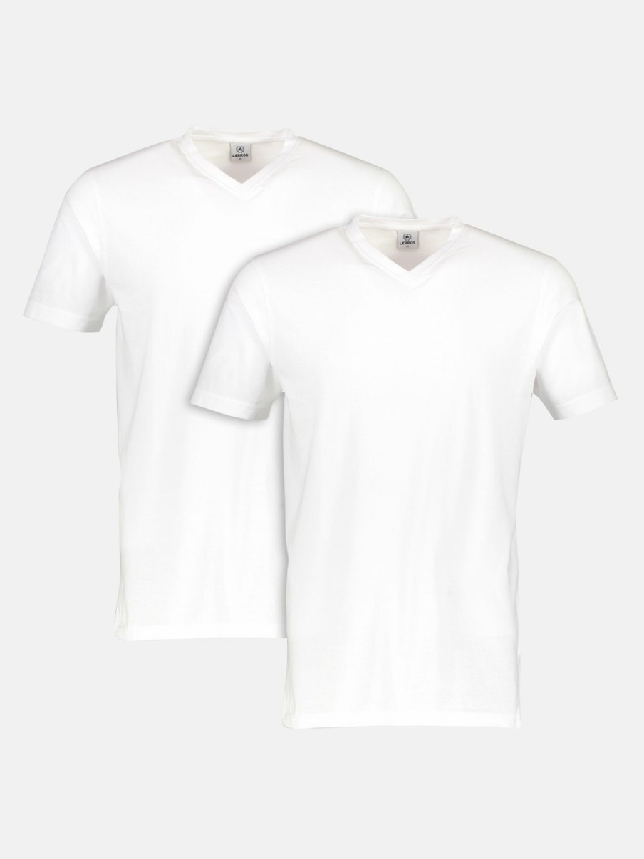 ÜBERGRÖSSE LERROS | V-Neck Doppelpack Herren T-Shirt In Premium Baumwollqualitat