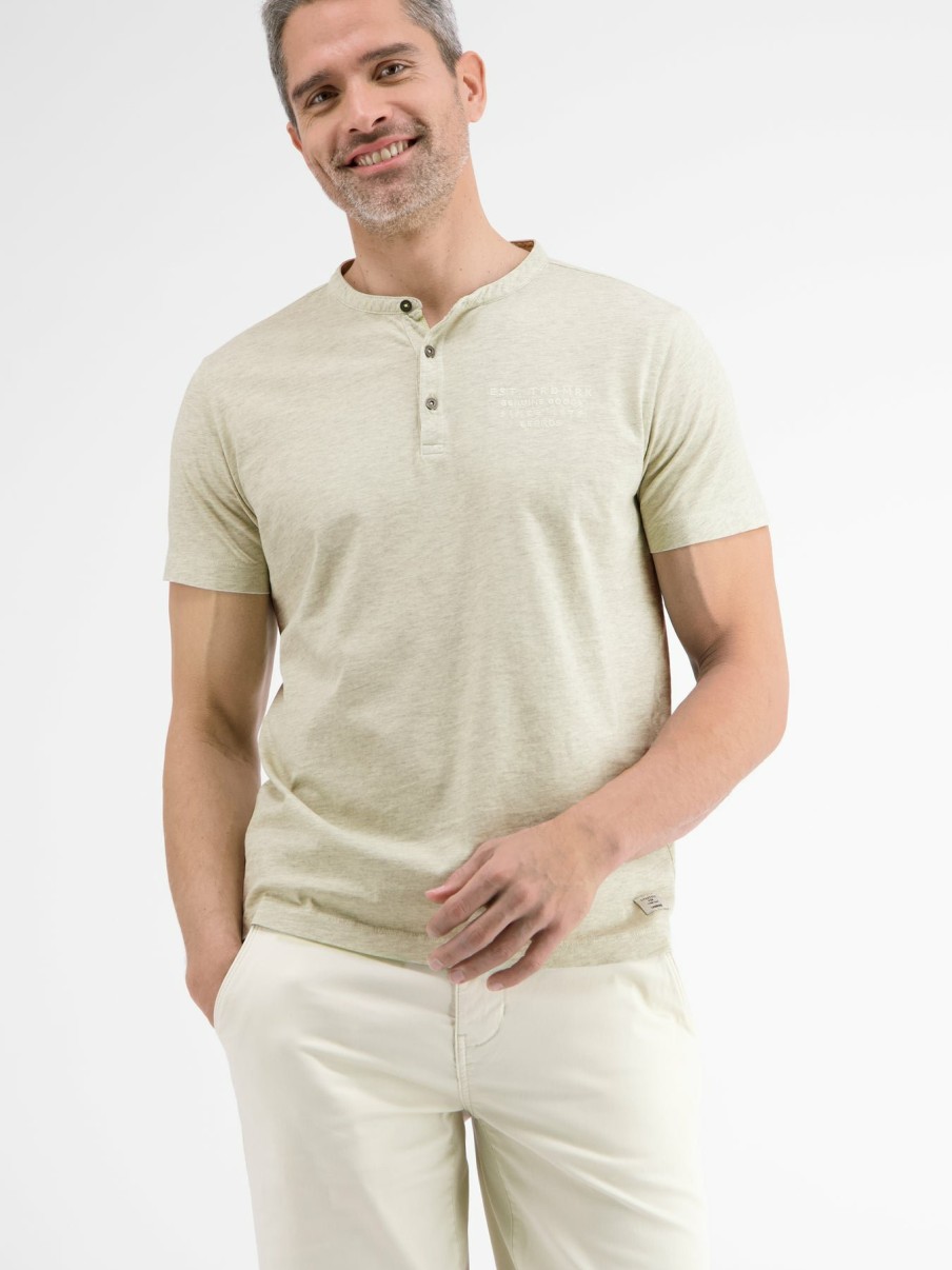 Herren LERROS | Serafino-Shirt In Melangequalitat