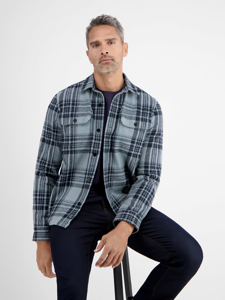 Herren LERROS | Hemdjacke In Twillqualitat Blue Fog