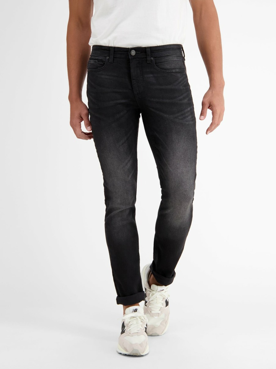 Herren LERROS | Baxter 5-Pocket-Denim Im Used-Look, Relaxed Fit, Black