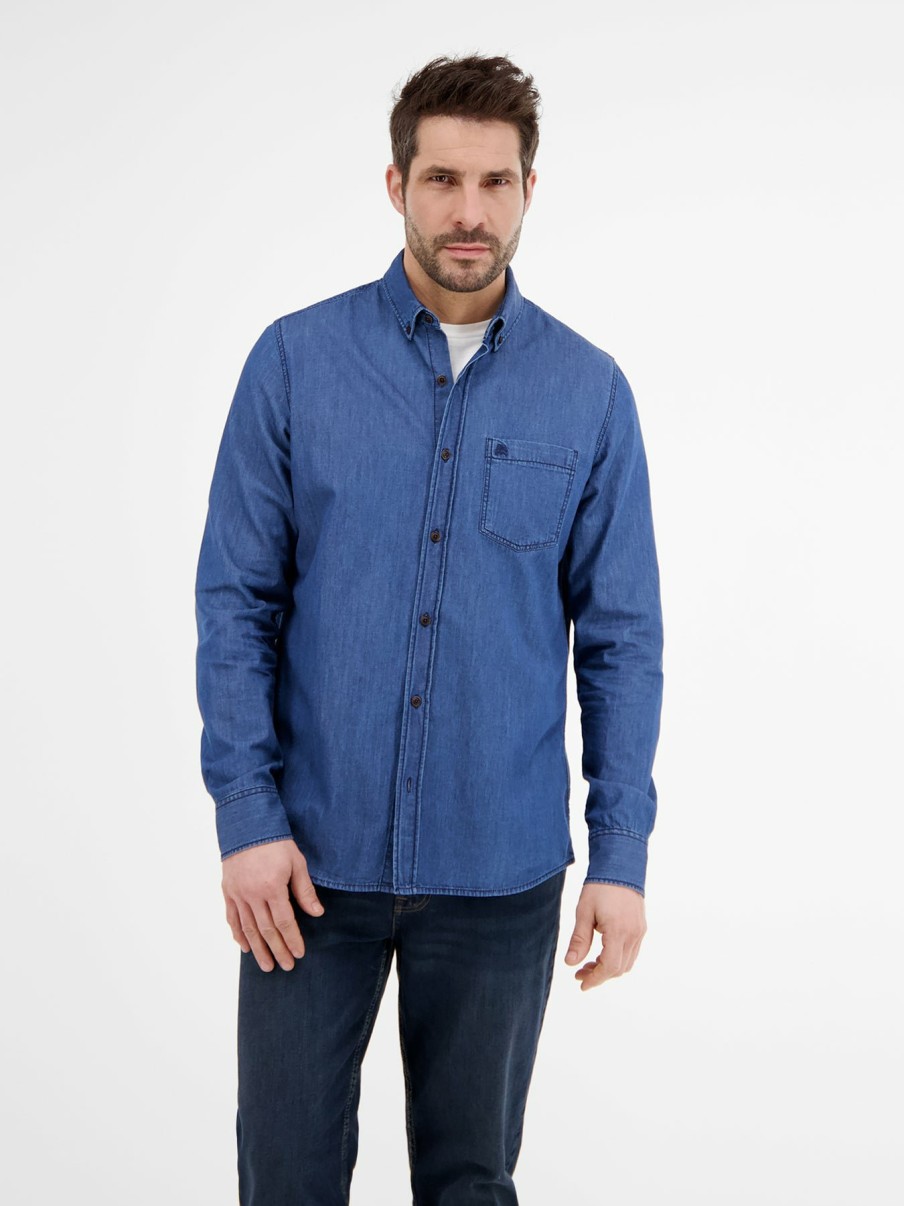 Herren LERROS | Stylisches Denimhemd Mit Button-Down-Kragen, Regular Fit