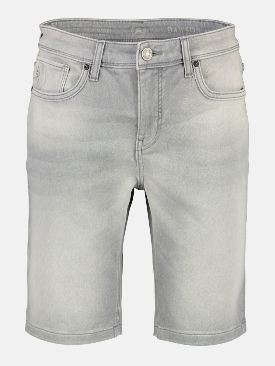 Herren LERROS | Jogg-Denim Bermuda In Verwaschenem Look Rock Grey Melan