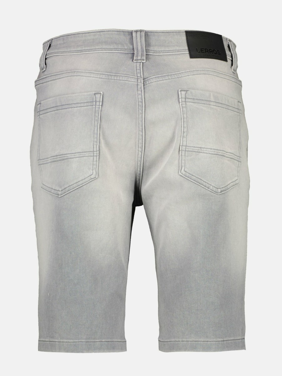 Herren LERROS | Jogg-Denim Bermuda In Verwaschenem Look Rock Grey Melan