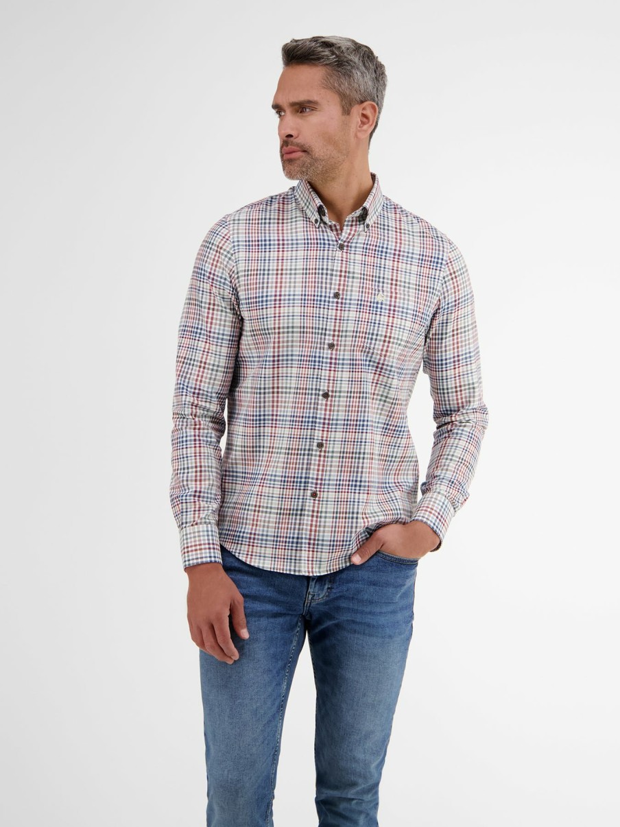 Herren LERROS | Button-Down-Hemd Mit Kleinem Karo