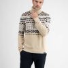 Herren LERROS | Woll-Cashmere-Jacquardpullover, Rollkragen Tender Beige Melange