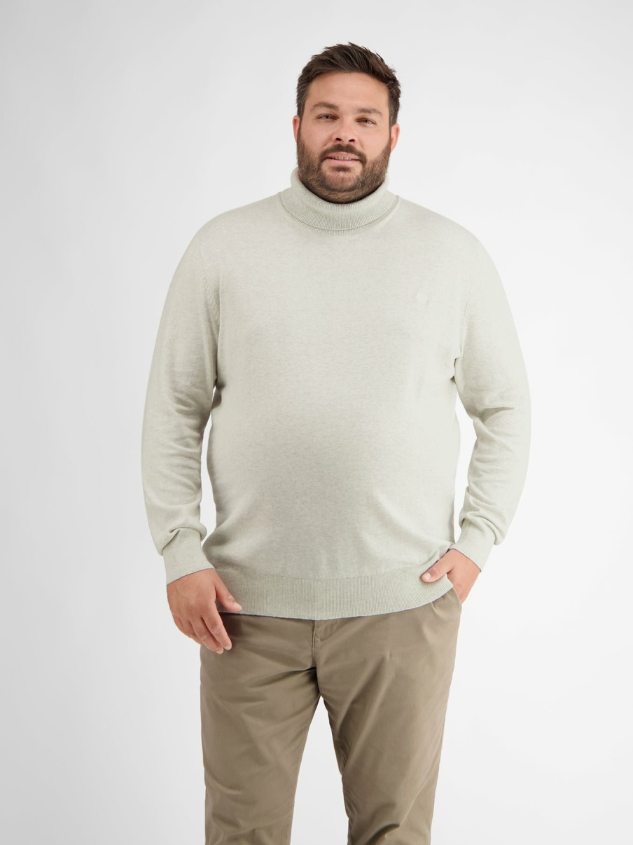 ÜBERGRÖSSE LERROS | Rollkragenpullover Fog White Melan