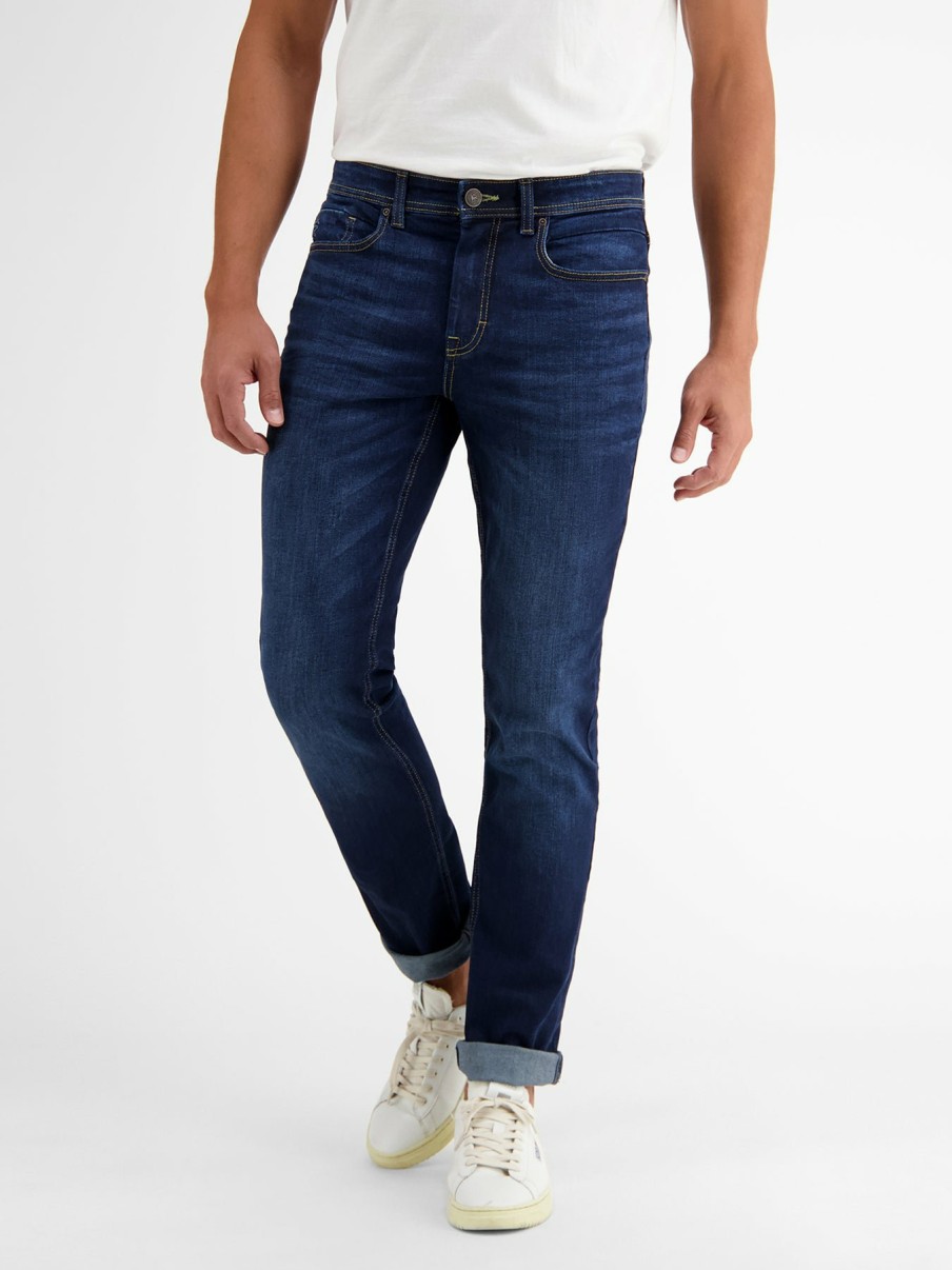 Herren LERROS | Baxter 5-Pocket-Denim Im Used-Look, Relaxed Fit, Blue Dark Blue