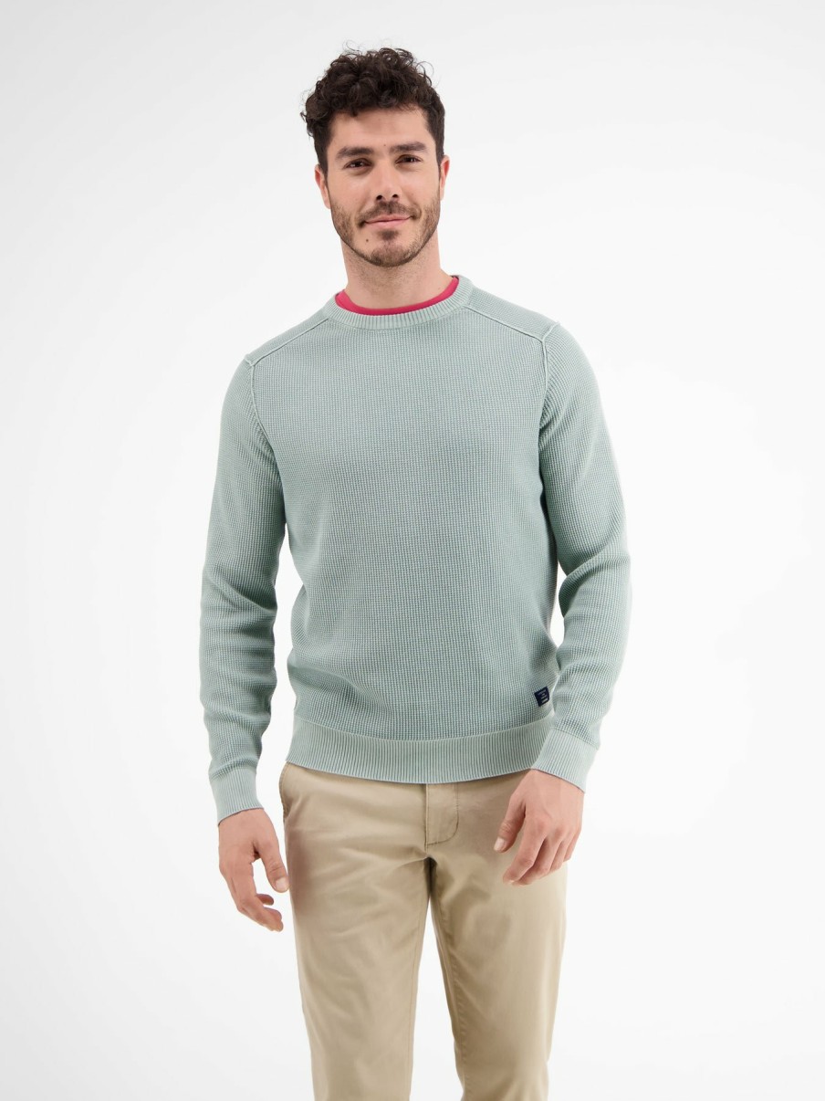 Herren LERROS | Crewneck In Used-Strickoptik