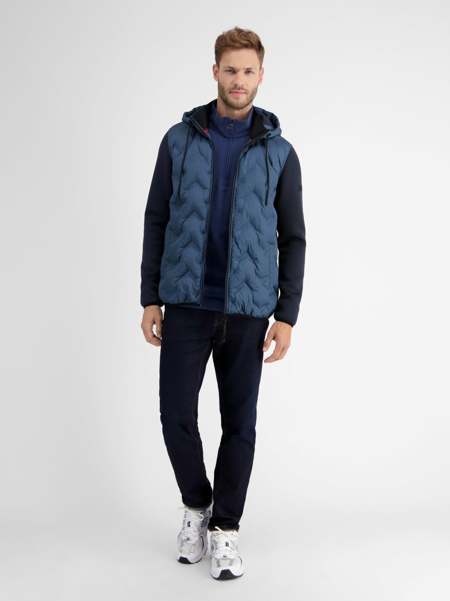 Herren LERROS | Sweatjacke Mit Nylonfront Classic Navy